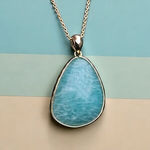 Amazonite pendant; 1.6"x.8"; double sided; nwot
